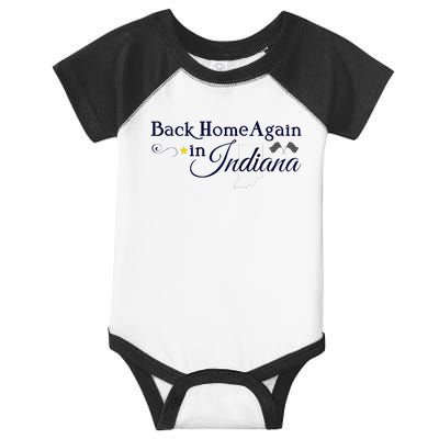 Back Home Again Indiana Checkered Flag Infant Baby Jersey Bodysuit