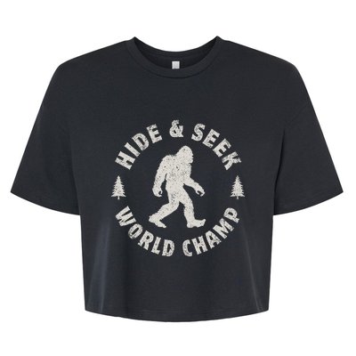 Bigfoot Hide And Seek World Champion Sasquatch Retro Vintage= Bella+Canvas Jersey Crop Tee