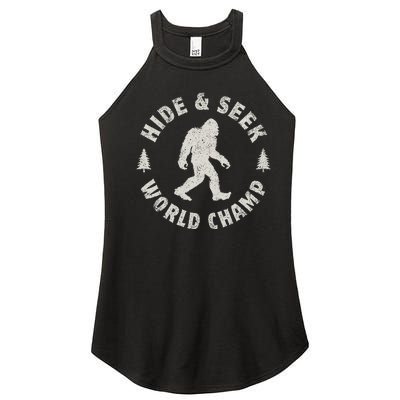 Bigfoot Hide And Seek World Champion Sasquatch Retro Vintage= Women’s Perfect Tri Rocker Tank