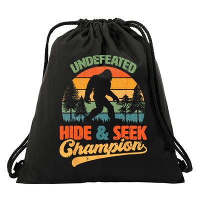 Bigfoot Hide and Seek Champ Sasquatch Hiding Champion Retro Drawstring Bag