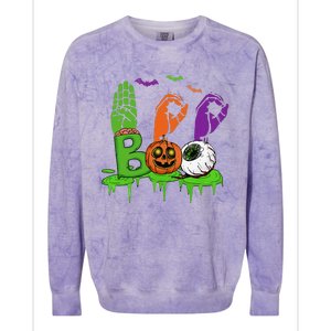 Boo Hands American Sign Language Pride ASL Halloween Colorblast Crewneck Sweatshirt