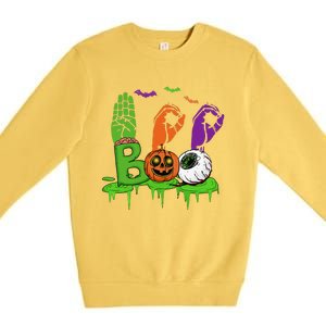 Boo Hands American Sign Language Pride ASL Halloween Premium Crewneck Sweatshirt