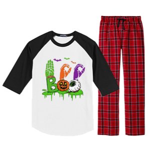 Boo Hands American Sign Language Pride ASL Halloween Raglan Sleeve Pajama Set