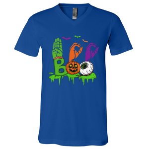 Boo Hands American Sign Language Pride ASL Halloween V-Neck T-Shirt