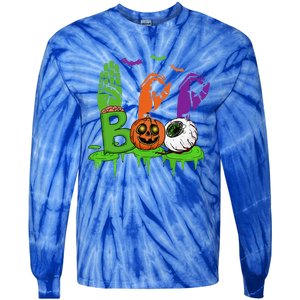 Boo Hands American Sign Language Pride ASL Halloween Tie-Dye Long Sleeve Shirt