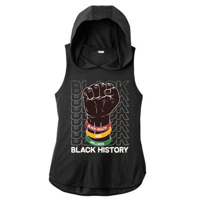 Black Health And Wellness Black History Ladies PosiCharge Tri-Blend Wicking Draft Hoodie Tank