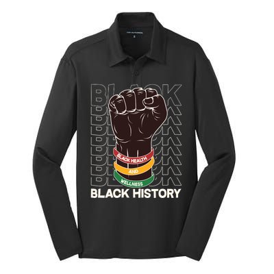 Black Health And Wellness Black History Silk Touch Performance Long Sleeve Polo