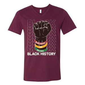 Black Health And Wellness Black History V-Neck T-Shirt