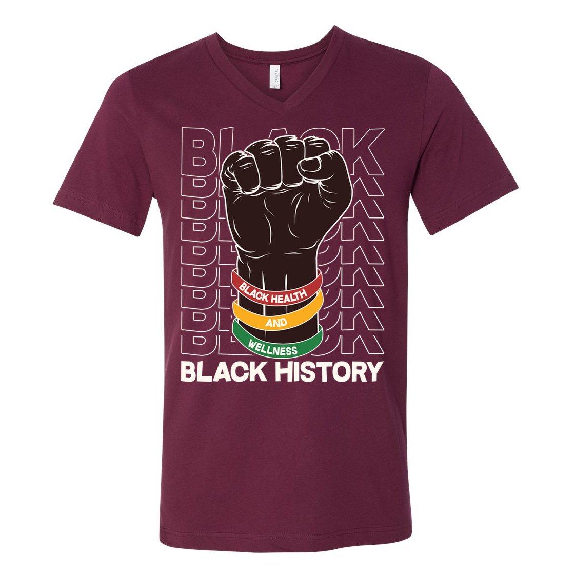 Black Health And Wellness Black History V-Neck T-Shirt