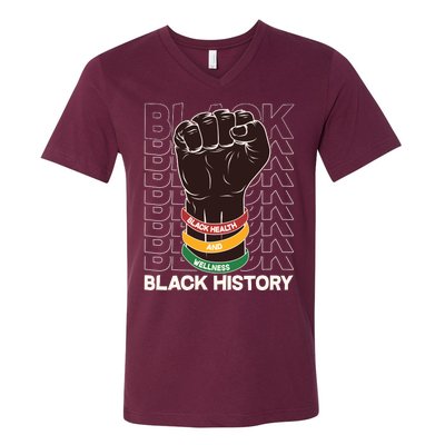 Black Health And Wellness Black History V-Neck T-Shirt