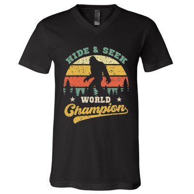 Bigfoot Hide And Seek World Champion Sasquatch V-Neck T-Shirt