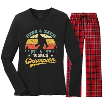 Bigfoot Hide And Seek World Champion Sasquatch Women's Long Sleeve Flannel Pajama Set 