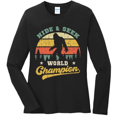 Bigfoot Hide And Seek World Champion Sasquatch Ladies Long Sleeve Shirt