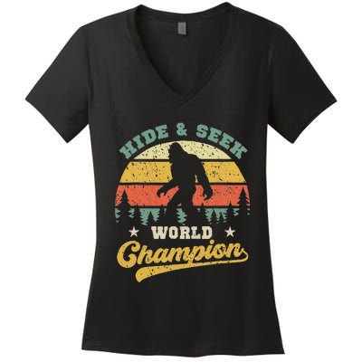 Bigfoot Hide And Seek World Champion Sasquatch Women's V-Neck T-Shirt