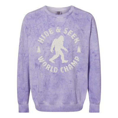 Bigfoot Hide And Seek World Champion Sasquatch Retro Vintage Colorblast Crewneck Sweatshirt