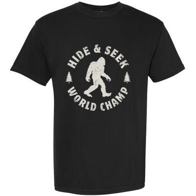 Bigfoot Hide And Seek World Champion Sasquatch Retro Vintage Garment-Dyed Heavyweight T-Shirt