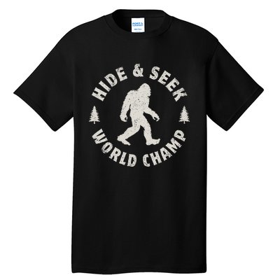 Bigfoot Hide And Seek World Champion Sasquatch Retro Vintage Tall T-Shirt