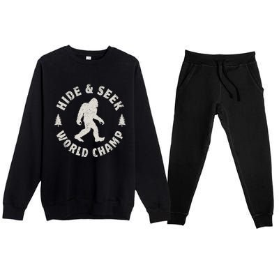 Bigfoot Hide And Seek World Champion Sasquatch Retro Vintage Premium Crewneck Sweatsuit Set