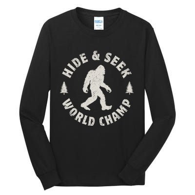 Bigfoot Hide And Seek World Champion Sasquatch Retro Vintage Tall Long Sleeve T-Shirt