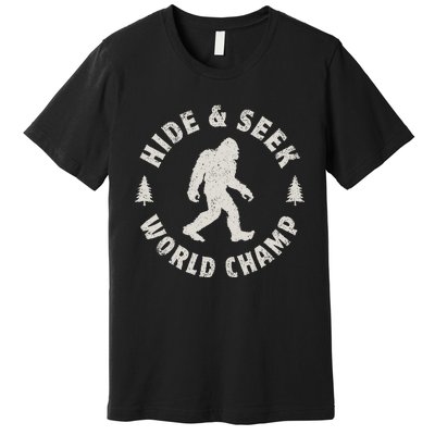 Bigfoot Hide And Seek World Champion Sasquatch Retro Vintage Premium T-Shirt