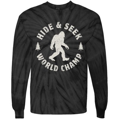 Bigfoot Hide And Seek World Champion Sasquatch Retro Vintage Tie-Dye Long Sleeve Shirt