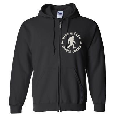 Bigfoot Hide And Seek World Champion Sasquatch Retro Vintage Full Zip Hoodie