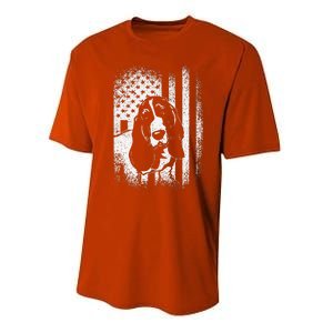 Basset Hound American Flag Dog Dad Dog Mom Lover Performance Sprint T-Shirt