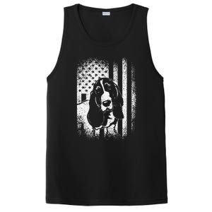 Basset Hound American Flag Dog Dad Dog Mom Lover PosiCharge Competitor Tank