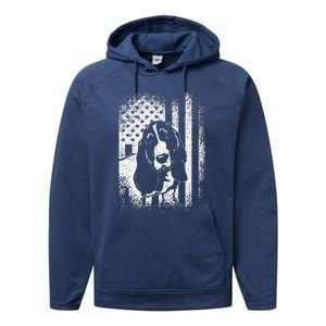 Basset Hound American Flag Dog Dad Dog Mom Lover Performance Fleece Hoodie