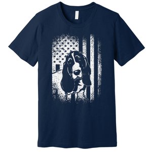 Basset Hound American Flag Dog Dad Dog Mom Lover Premium T-Shirt