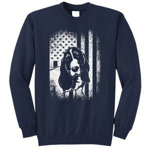 Basset Hound American Flag Dog Dad Dog Mom Lover Tall Sweatshirt