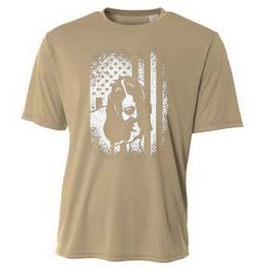 Basset Hound American Flag Dog Dad Dog Mom Lover Cooling Performance Crew T-Shirt