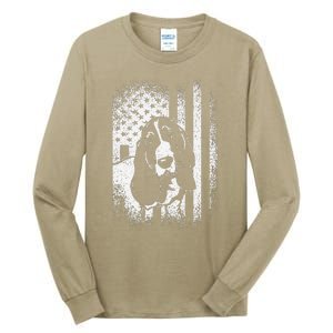 Basset Hound American Flag Dog Dad Dog Mom Lover Tall Long Sleeve T-Shirt