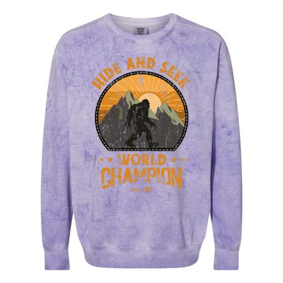 Bigfoogift Hide And Seek Bigfoot Hide And Seek Champion Cool Gift Colorblast Crewneck Sweatshirt