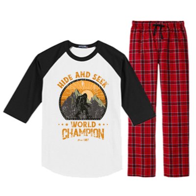 Bigfoogift Hide And Seek Bigfoot Hide And Seek Champion Cool Gift Raglan Sleeve Pajama Set