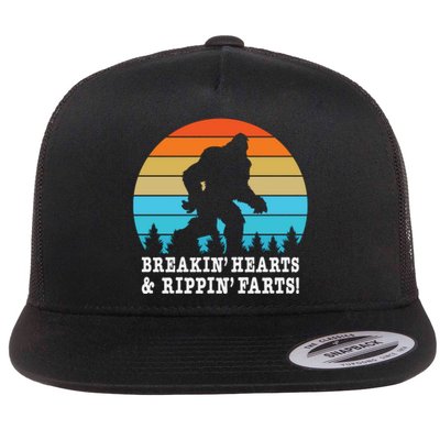 Breakin Hearts And Rippin Farts Bigfoot Flat Bill Trucker Hat