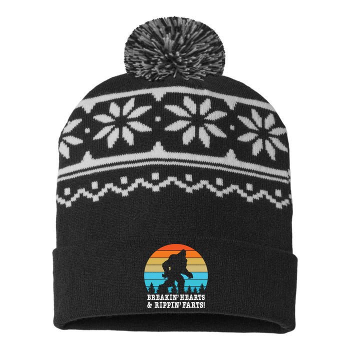 Breakin Hearts And Rippin Farts Bigfoot USA-Made Snowflake Beanie