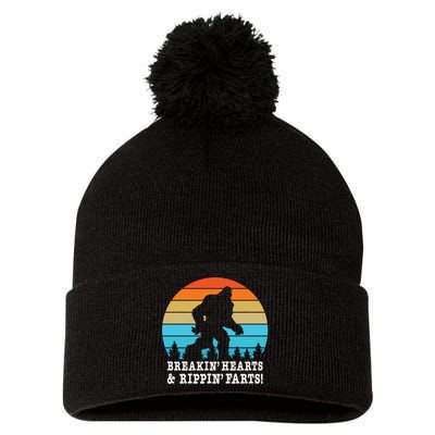 Breakin Hearts And Rippin Farts Bigfoot Pom Pom 12in Knit Beanie