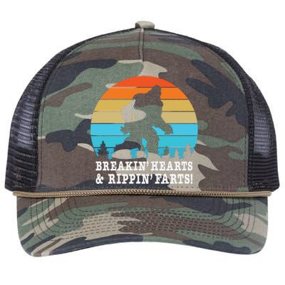 Breakin Hearts And Rippin Farts Bigfoot Retro Rope Trucker Hat Cap