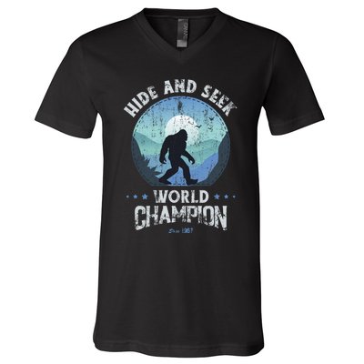 Bigfoot Hide And Seek Bigfoot Hide And Seek Champion V-Neck T-Shirt