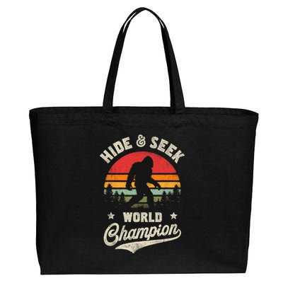 Bigfoot Hide And Seek World Champion Sasquatch Retro Vintage Cotton Canvas Jumbo Tote