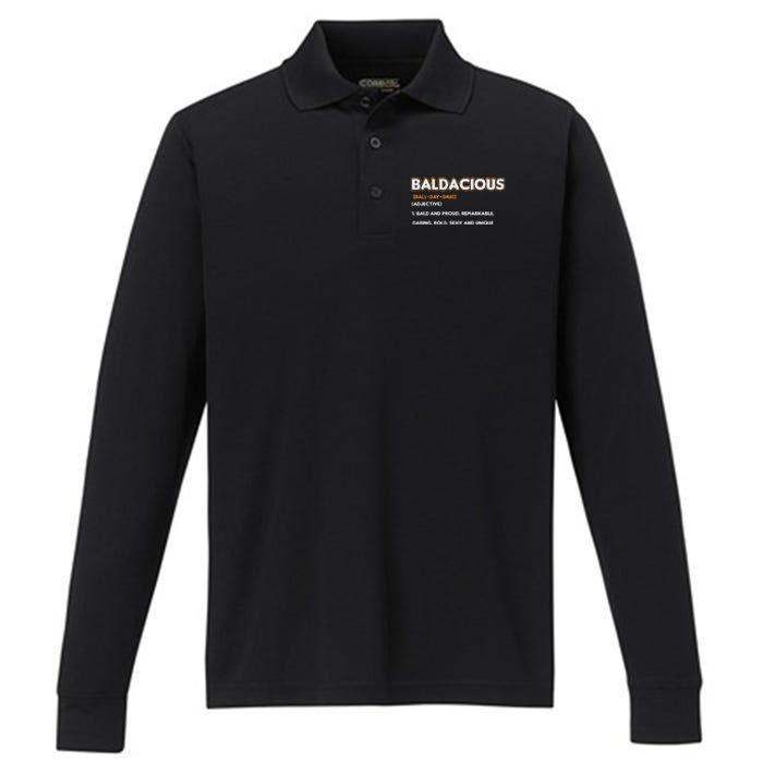 Bald Hairless Alopecia Bald Definition Performance Long Sleeve Polo