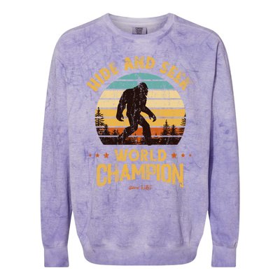 Bigfoogift Hide And Seek Bigfoot Hide And Seek Champion Cute Gift Colorblast Crewneck Sweatshirt