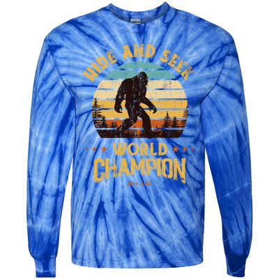 Bigfoogift Hide And Seek Bigfoot Hide And Seek Champion Cute Gift Tie-Dye Long Sleeve Shirt