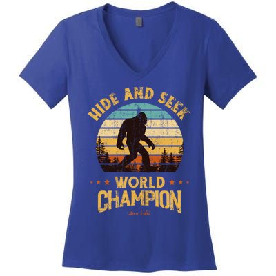 Bigfoogift Hide And Seek Bigfoot Hide And Seek Champion Cute Gift Women's V-Neck T-Shirt