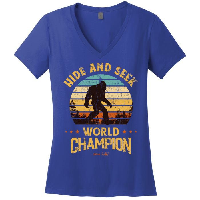 Bigfoogift Hide And Seek Bigfoot Hide And Seek Champion Cute Gift Women's V-Neck T-Shirt