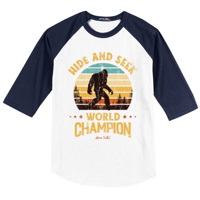 Bigfoogift Hide And Seek Bigfoot Hide And Seek Champion Cute Gift Baseball Sleeve Shirt