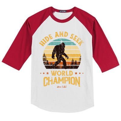 Bigfoogift Hide And Seek Bigfoot Hide And Seek Champion Cute Gift Kids Colorblock Raglan Jersey