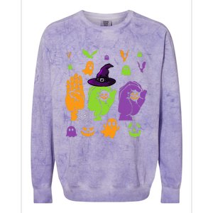 Boo Hands American Sign Language ASL Halloween Pride Colorblast Crewneck Sweatshirt