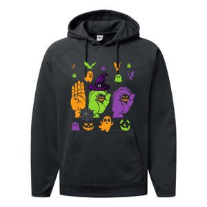 Boo Hands American Sign Language ASL Halloween Pride Performance Fleece Hoodie